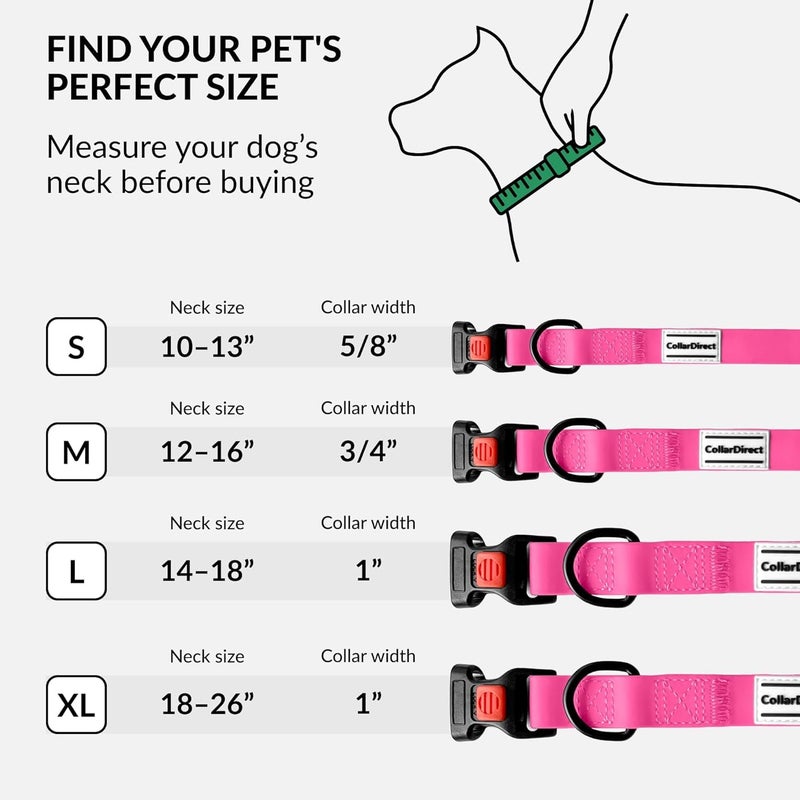 CollarDirect Waterproof Dog Collar - Silicone, Plastic Collar, Odor-Resistant, Easy to Clean, for Large, Medium, Small Dogs - Adjustable Collar with Breakaway Buckle (Neck Fit 14"-18", Pink) - Image 5